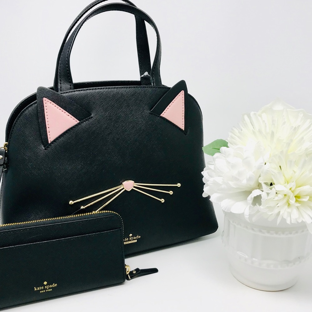 Kate spade cat meow Lottie black wallet NWT SET - Picture 3 of 8